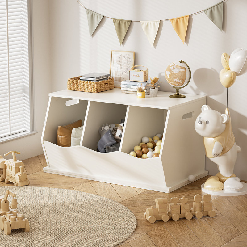Ebern Designs Stackable Toy Organizer With 3 Bins Wayfair